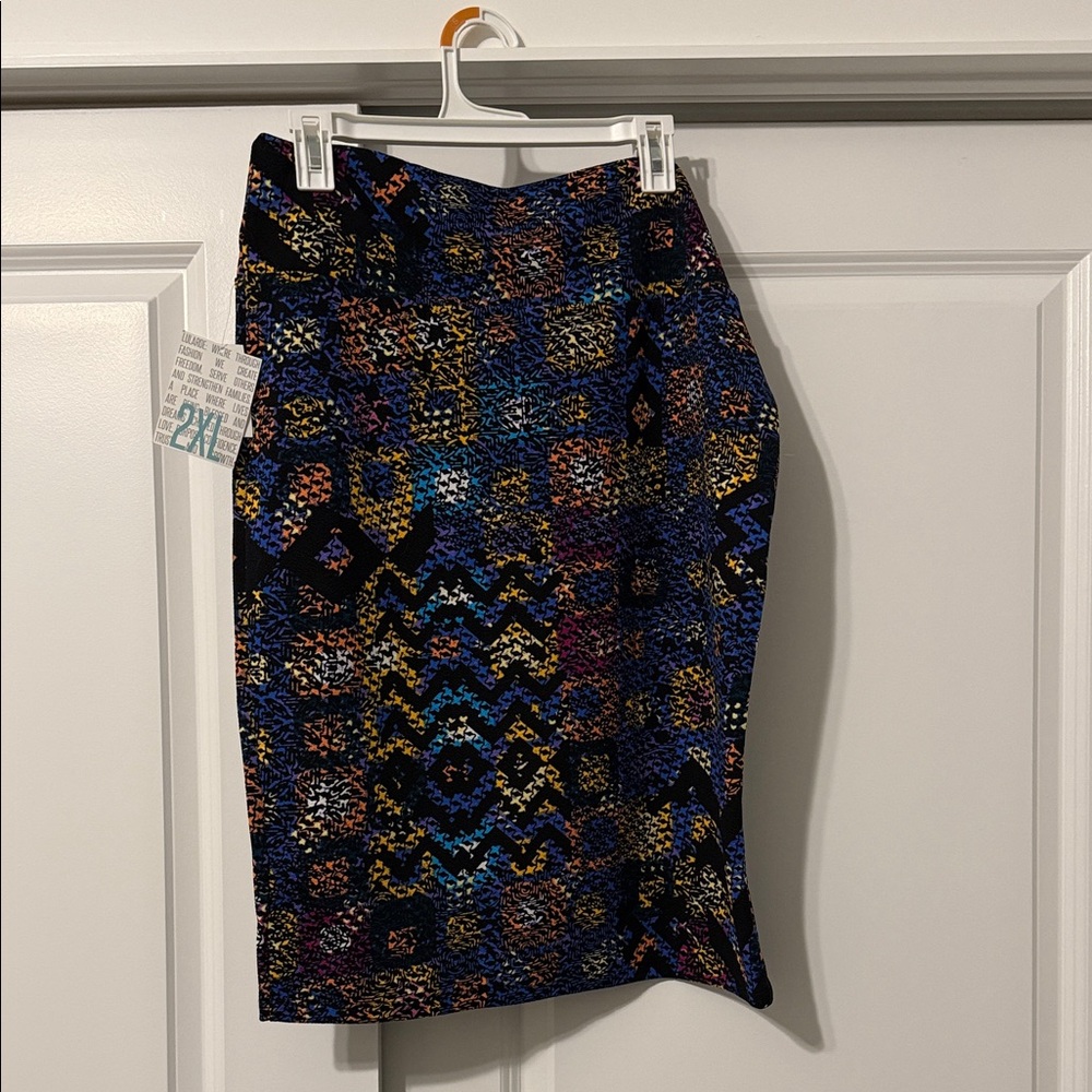LuLaRoe Asymmetrical Skirt in Blue and Gold